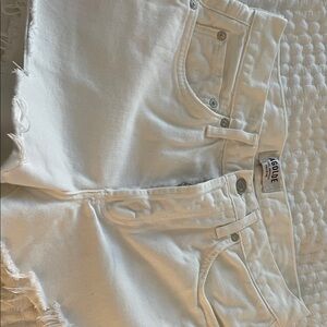 Agolde Cream Denim Shorts